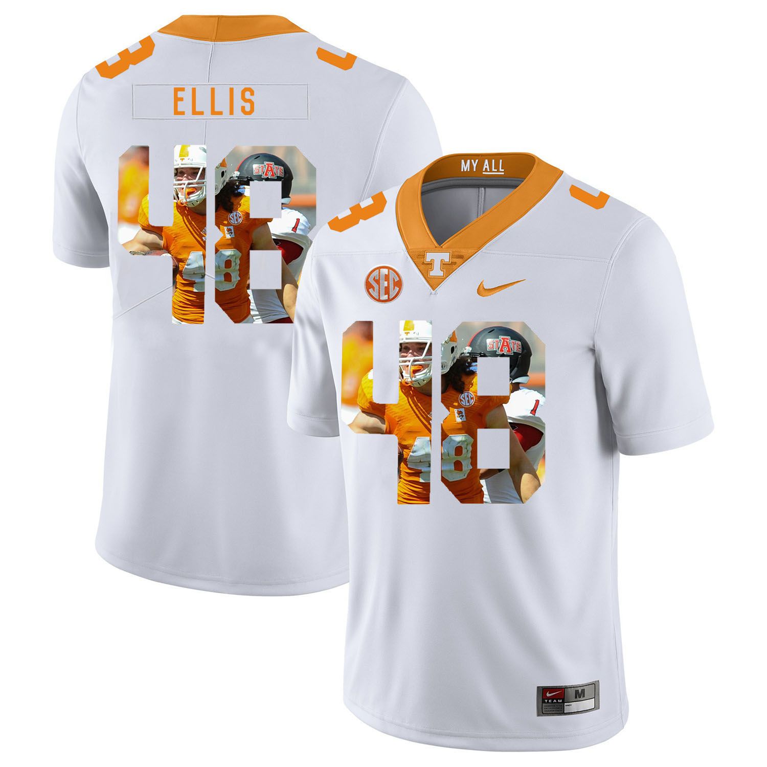 Men Tennessee Volunteers #48 Ellis White Fashion Edition Customized NCAA Jerseys